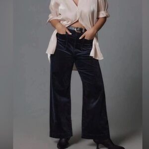 Anthropology Maeve Colette Black Full-Length Corduroy Trousers